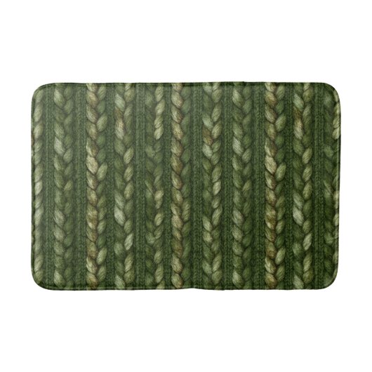 Tapis De Bain Rayures tressées vertes Cozy (Devant)