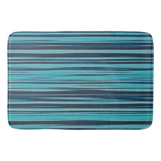 Tapis De Bain Rayures turquoise et bleues ondulées (Devant)