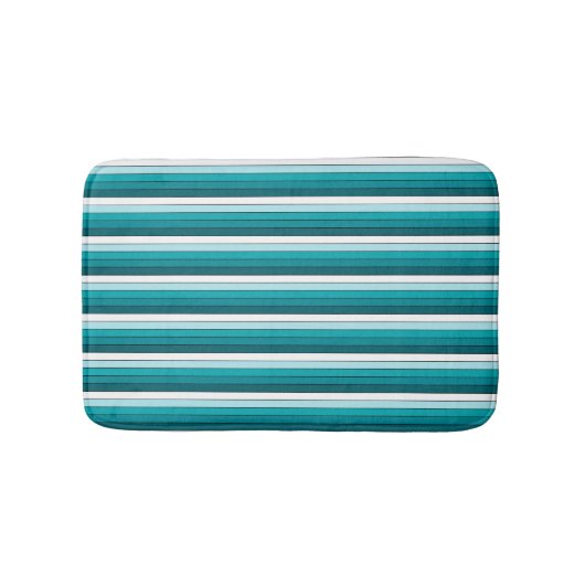 Tapis De Bain Rayures Vert Bleu Blanc Turquoise (Devant)