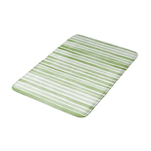 Tapis De Bain Rayures vertes blanches (Angle)