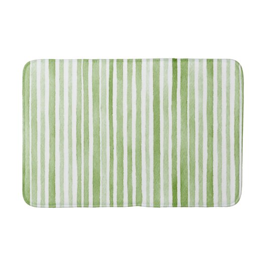 Tapis De Bain Rayures vertes blanches (Devant)