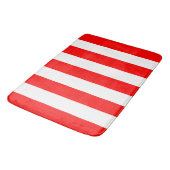 Tapis De Bain Rayures verticales rouges et blanches (Angle)
