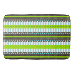 Tapis De Bain Rayures verts, bleus, de Brown et motif de points