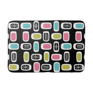 Tapis De Bain Rectangles arrondies MCM du milieu du siècle Noir