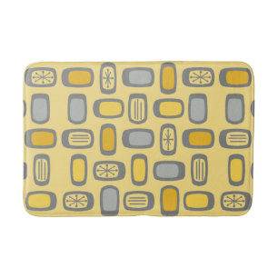 Tapis De Bain Rectangles arrondis jaune gris Midcentury MCM