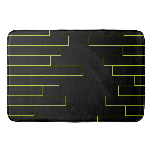 Tapis De Bain Rectangles Vert Lime et Noir (Devant)