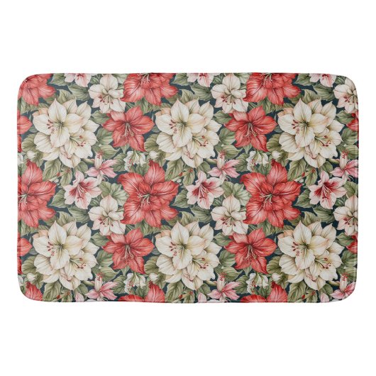 Tapis De Bain Red Amaryllis & White Azalea Christmas (Devant)