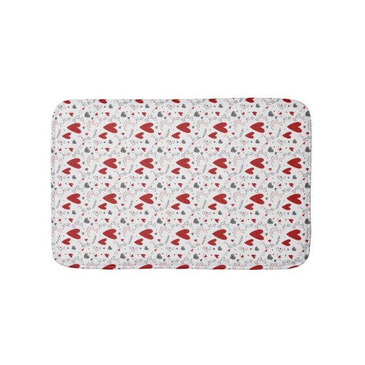 Tapis De Bain Red and Black Doodle Hearts Love (Devant)