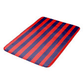 Tapis De Bain Red and Navy Blue Nautical Stripes  (Angle)