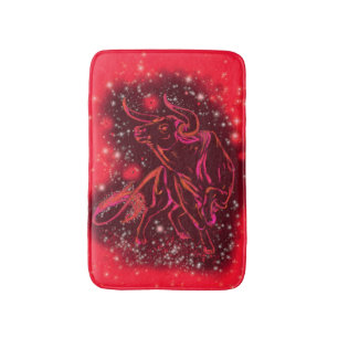 Tapis De Bain Red Bath Mat Bull Courant À Starry Night