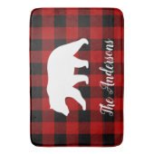 Tapis De Bain Red Buffalo Plaid & Bear | Nom personnel Cadeau (devant Vertical)