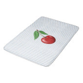 Tapis De Bain Red Cherries on Blue Stripes Pattern (Angle)