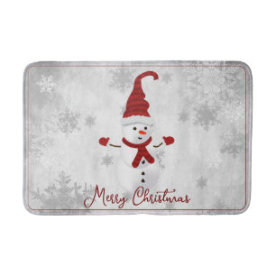 Tapis De Bain Red Cute Snowman Mat de bain de vacances