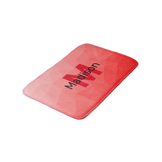 Tapis De Bain Red gradient geometric mesh pattern Monogram (Angle)