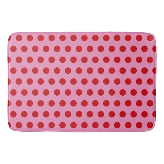 Tapis De Bain Red Polka Dots on Pink (Devant)