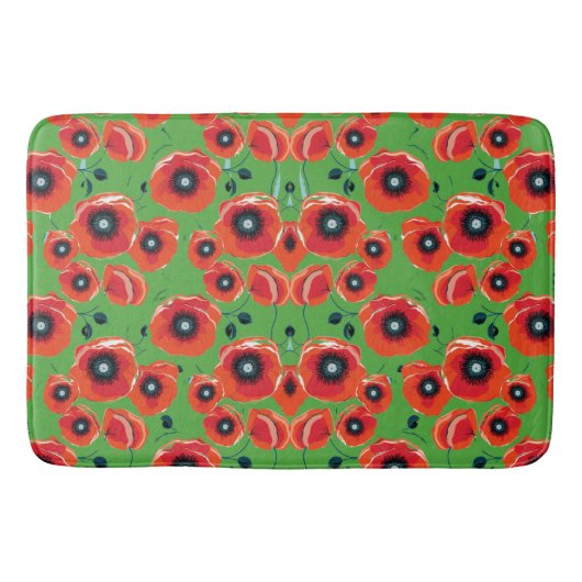 Tapis De Bain Red Poppies Apple Green (Devant)