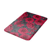 Tapis De Bain Red roses with gray leaves on black (Angle)