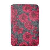 Tapis De Bain Red roses with gray leaves on black (Devant (Vertical))