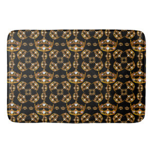 Tapis De Bain Reine coeurs or couronne tiara mat de bain noir