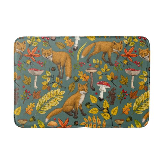 Tapis De Bain Renard d'automne sur pin vert (Devant)
