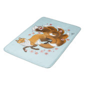 Tapis De Bain Renard Kitsune Fantaisiste Fleurs de Cerisier Bleu (Angle)