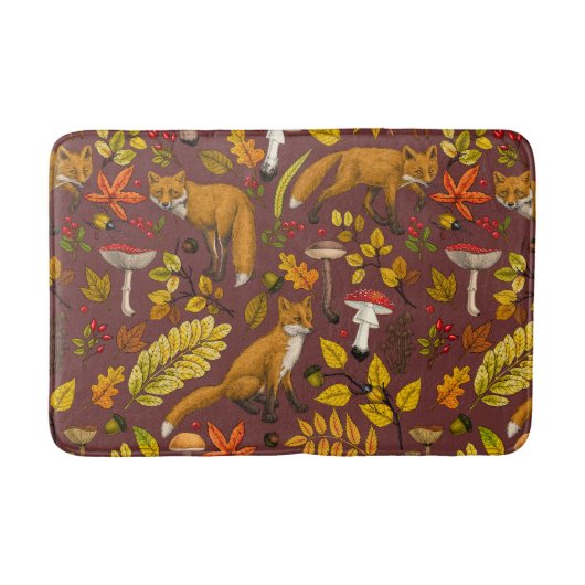 Tapis De Bain Renards d'automne sur chocolat brun (Devant)