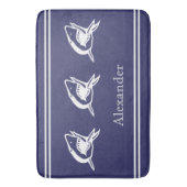 Tapis De Bain Requin blanc personnalisé sur arrière - plan bleu (devant Vertical)