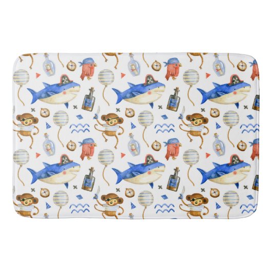 Tapis De Bain Requins et pirates singes (Devant)