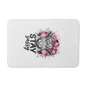 Tapis De Bain Restez Sassy Rose Vache Highland Gravure Vintage S