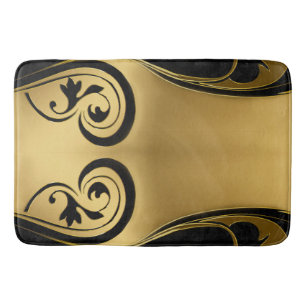 Tapis De Bain Résumé avec accents Gold sur Black & White