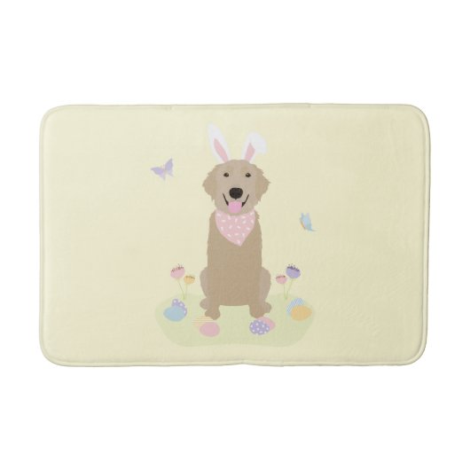 Tapis De Bain Retriever doré Bunny de Pâques (Devant)