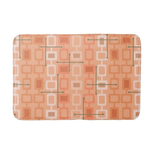 Tapis De Bain Retro 1950s Geometric Pattern Orange (Devant)