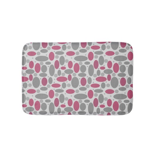 Tapis De Bain rétro, années 60, pois, gris et rose (Devant)