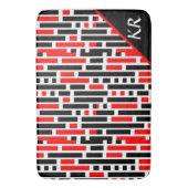 Tapis De Bain Retro Art Déco Rouge Noir Abstrait Motif Monogramm (devant Vertical)