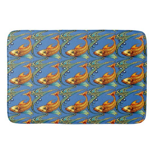 Tapis De Bain Retro Art Nouveau Koi Fish Pattern (Devant)