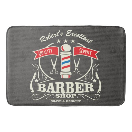 Tapis De Bain Retro Barber Stylet Work Floor Mat Grey (Devant)