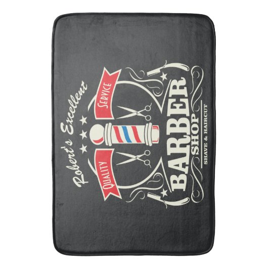 Tapis De Bain Retro Barber Stylet Work Floor Mat Grey (devant Vertical)