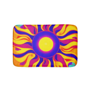 Tapis De Bain Retro Boho Mat Trippy Sunburst Hippie Vintage