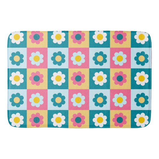 Tapis De Bain Retro Cute colorful Pastel Flowers Pattern  (Devant)