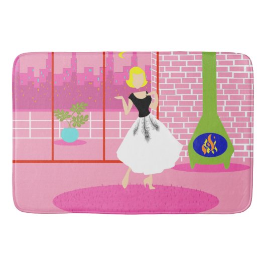 Tapis De Bain Rétro dans le chaume rose (Devant)