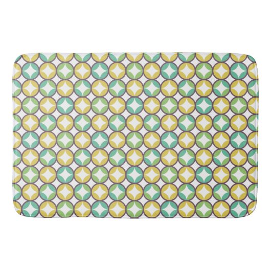 Tapis De Bain Retro Diamond dans Circle Pattern Blue Green Gold (Devant)