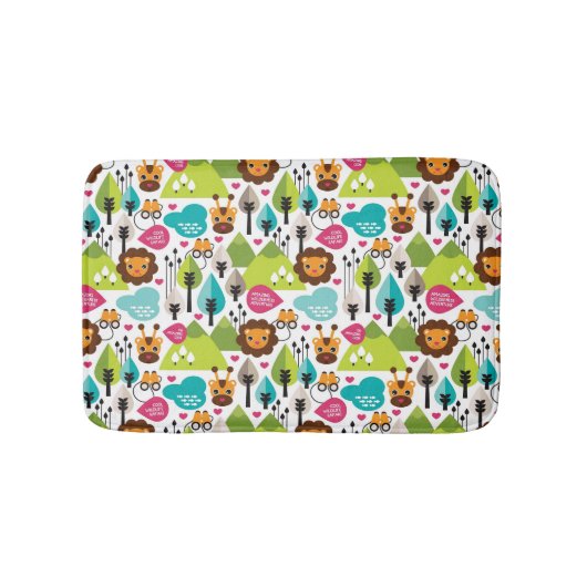 Tapis De Bain rétro faune de lion de safari d'enfants (Devant)