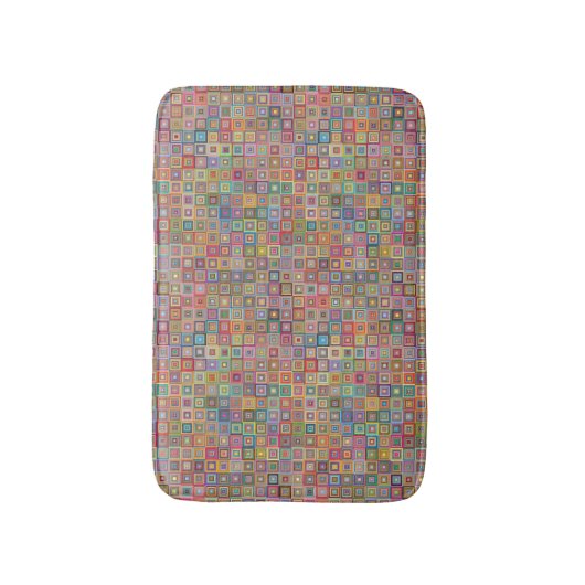 Tapis De Bain Retro Geometric Square Tile Pattern (Devant (Vertical))
