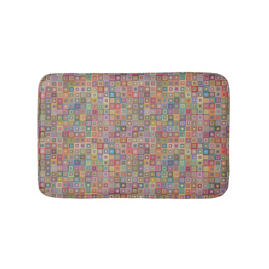 Tapis De Bain Retro Geometric Square Tile Pattern (Devant)