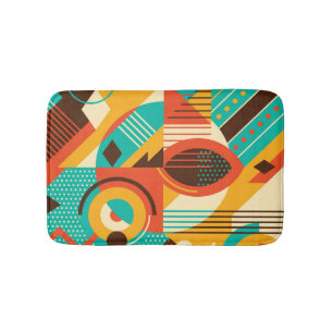 Tapis De Bain Rétro géométrique coloré : abstraction vintage.
