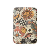 Tapis De Bain Retro Groovy Sticker Collage Pattern Smiley Face (Devant (Vertical))
