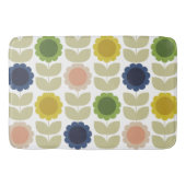 Tapis De Bain Retro Groovy Summer Flowers Stems (Devant)