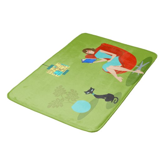 Tapis De Bain Retro Lecture Femme Bath Mat (Angle)