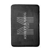 Tapis De Bain Retro Moderne Nom/s Monogramme modifiable Noir et  (Devant (Vertical))