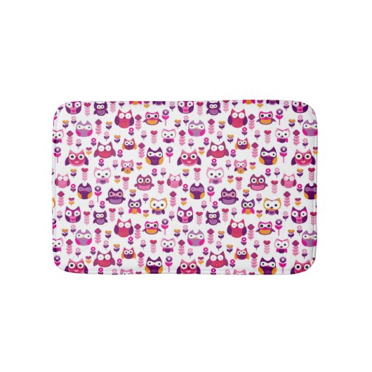 Tapis De Bain rétro motif coloré d'oiseau de hibou (Devant)